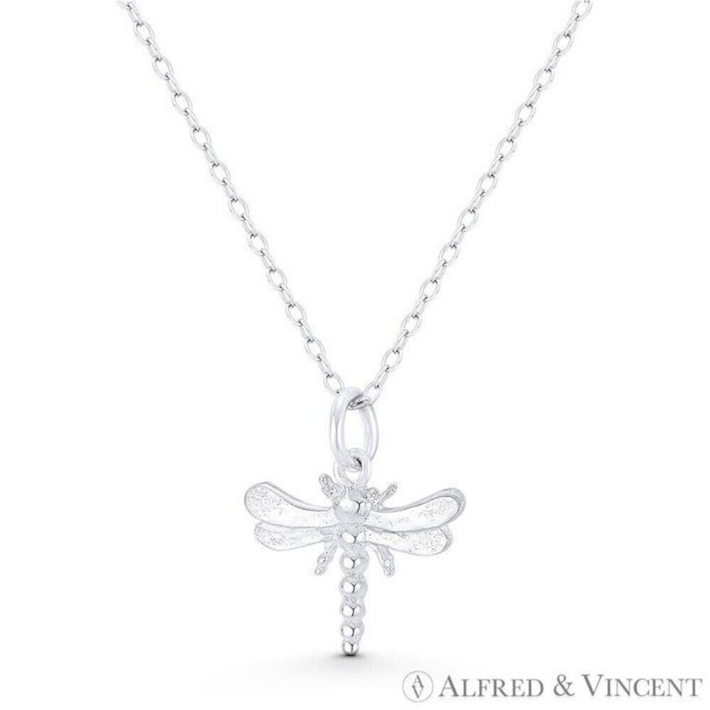 Dragonfly Insect Charm Pendant Animism Jewelry in .925 Sterling Silver